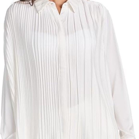 NWT ROCOCO SAND Women's Bree Button Ruffle White Shirt M - Picture 3 of 3